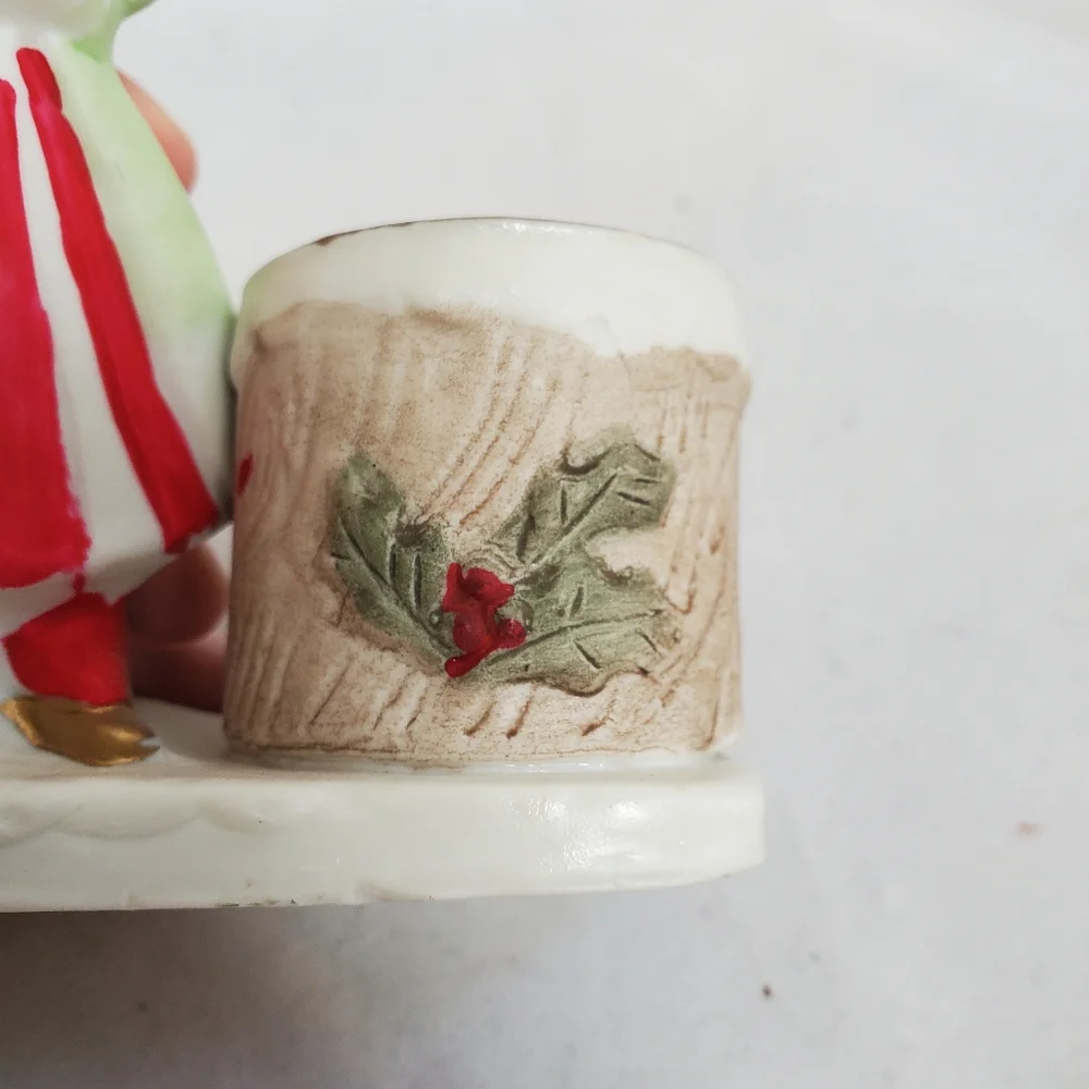 Vintage Jasco Luvkins Christmas Girl Candle Holder